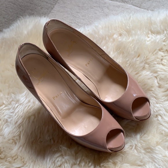 CHRISTIAN LOUBOUTIN Nude Peep Patent New Very Prive Pumps Shoes Heels 120mm - Picture 6 of 16